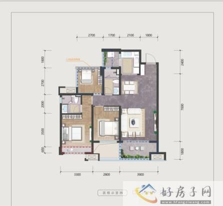 贵阳保利大国璟户型图高层102平米3室2厅2卫