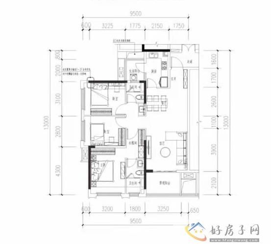 华润置地悠山悦景户型图高层113平米3室2厅2卫