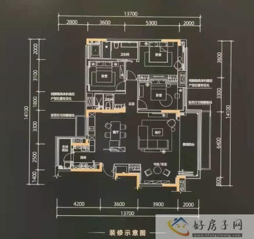 华润置地悠山悦景户型图洋房147平米4室2厅2卫