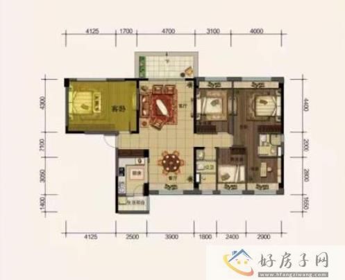 碧桂园茶马古镇户型图高层142平米4室2厅2卫