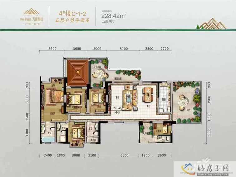 亨特碧桂园云涧溪山户型图228平米5室2厅4卫