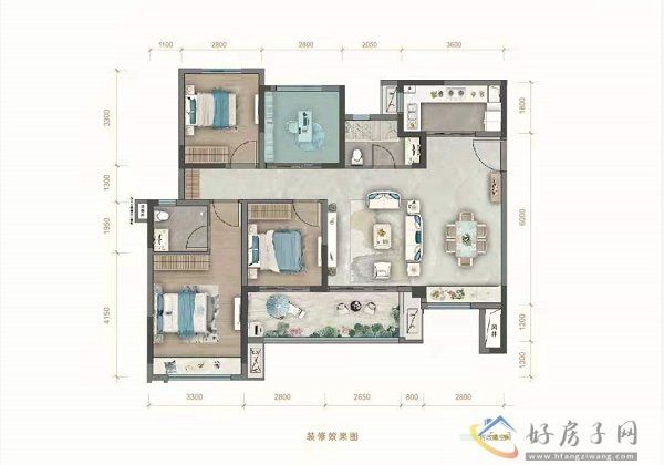 金科城户型图108平米4室2厅2卫