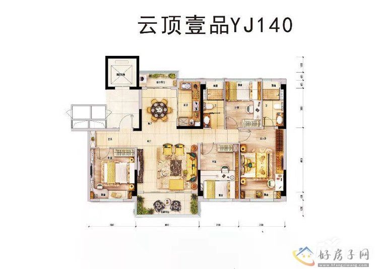 碧桂园云顶壹品户型图140平米4室2厅2卫